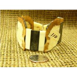 Butterfly design fossilized ivory and baleen bracelet by F. D. Eningowok of Shishmaref, AK (74)
