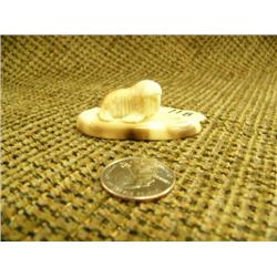 Fossilized ivory walrus on fossilized ivory  base by L.i.j.w. 7/8"x2.25" (74)