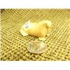 Image 5 : Lot of 2: Fossilized ivory walrus 1" and bone duck on bone base by Douglas V. 1.75" tall 4" wide (74