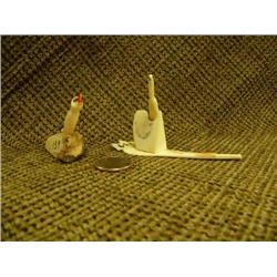 Lot of 2: sea bird mounted on ivory by Ivan Ivan 2.25" tall 3.75" and sea bird mounted on fossilized