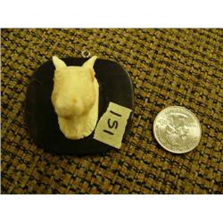 Ivory moose head mounted on baleen 1.5" (74)