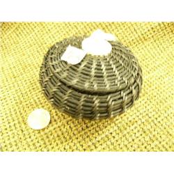 Baleen basket with ivory finial by Hawley stock #590F - 3" high, 4" diameter (2)