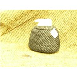 Baleen basket with ivory finial carved into walrus face by Lilly Hank 2006- 3.5", 3" width (2)