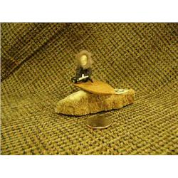 Whale bone kayaker with ivory and baleen stock #586F (2)