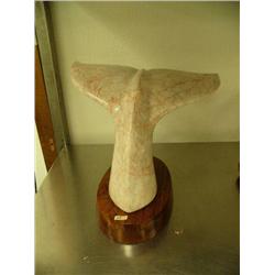 Outrageous whale's tail 10" tall 15" wide soapstone carving by Eddy S. retail value $2400.00 (3)
