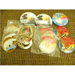 Fur Rondy Memorabilia - 2 1979 collector's pins, 3 1980 collector's pins, 4 1981 collector's pins, 2