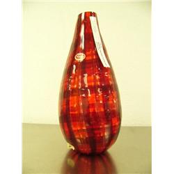 13" Murano glass vase "Eros Red Squares Tartan Vase" signed and numbered 21/30 by R.Eros (154)