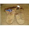 Image 1 : Pair of moose hide mittens, with beaded Pacific Alaska Airways Emblem, lined with otter min. bid $40
