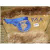 Image 2 : Pair of moose hide mittens, with beaded Pacific Alaska Airways Emblem, lined with otter min. bid $40
