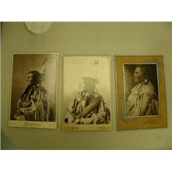 Lot of 3 old Native American chief photos each approx. 6.5" x 4.5": framed photo from Garnett, Kansa
