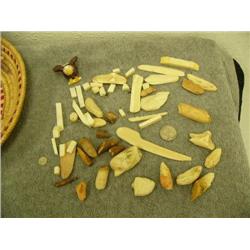 Group of fossilized ivory, fossilized walrus teeth, beautiful 3" carved ivory eagle, etc. (3)