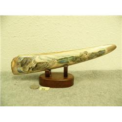12" scrimshawed fossilized ivory ice axe scrimshawed with owls in color scrimshaw (3)