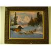 Image 1 : Henne framed - Cabin in the Wrangell's with dog team 16"x20" (3)