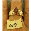Image 1 : Outstanding 14k gold and diamond ring with beautiful red stone (3)