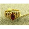 Image 2 : Outstanding 14k gold and diamond ring with beautiful red stone (3)
