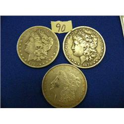 Lot of 3 US silver dollars: 1879s 1921 and 1879s (3)