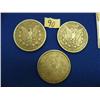 Image 2 : Lot of 3 US silver dollars: 1879s 1921 and 1879s (3)