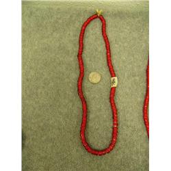 CHOICE on 3 strands of red trade beads- 24" long (3)