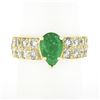 Image 1 : 18k Yellow Gold 3.06 ctw Pear Prong Emerald Solitaire Pave Diamond Engagement Ri