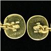 Image 6 : Manfredi 18k Yellow Gold Cabochon Green Chrysoprase & Diamond Men's Cuff Links