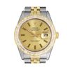 Image 2 : Rolex Mens 2 Tone Champagne Index Pyramid Diamond Bezel Datejust Wristwatch With