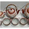 Image 2 : 2 China Teapot Sets With Loose Tea Strainer 3 Cups Creamer Milk & Multiple Saucers Each