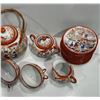 Image 4 : 2 China Teapot Sets With Loose Tea Strainer 3 Cups Creamer Milk & Multiple Saucers Each