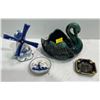 Image 1 : Blue Mountain Pottery Swan, Blue & White Porcelain Windmill and more