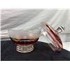 Image 2 : Czech Bohemian Cranberry Glass Lidded Dishes
