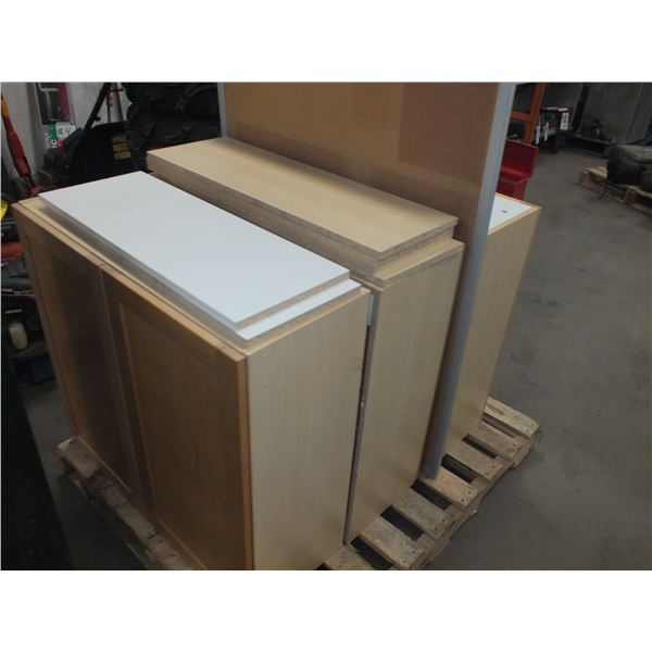 3 Wall Cupboards & 1 Cork Board