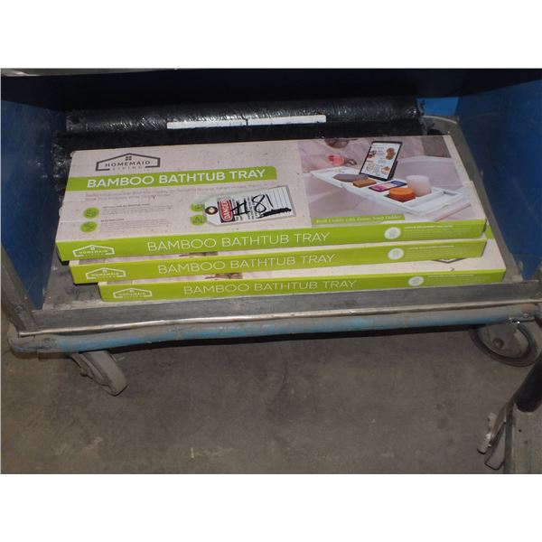 3 Bamboo Bathtub Trays