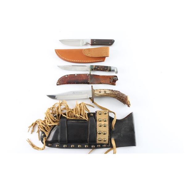 Lot of 3 Hunting Knives