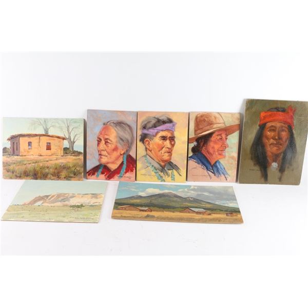 Lot of 7 Original Oils on Board