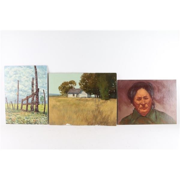 Lot of 3 Original Oils on Board