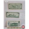 Image 2 : Canada Bills (3): - 1954 $1 Bill : Lawson/Bouey #YF3195329 - 1967 $1 Bill : Beattie/Rasminsky # 1867