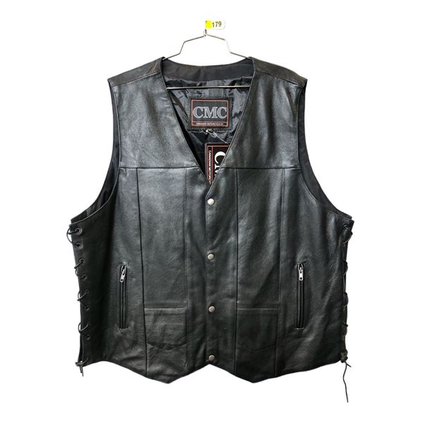 CMC Men's "508" Black Leather Vest - Size : S