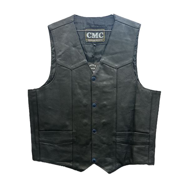 CMC Men's "110/513" Black Leather Vest - Size : 2XL
