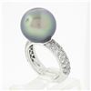 Image 6 : Cartier 18k White Gold 12.75mm Tahitian Gray Pearl .85 ctw Round Pave Diamond Ri