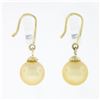 Image 4 : Vintage 14K Yellow Gold Round Cultured Pearl Solitaire Drop Dangle Earrings