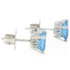 Image 2 : NEW 14k White Gold Cushion Cut Natural Swiss Blue Topaz Solitaire Stud Earrings