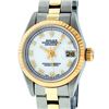 Image 1 : Rolex Ladies Two Tone White Roman Fluted Bezel Wristwatch 26MM