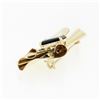 Image 5 : Vintage 14k Gold Black Onyx & Old Cut Diamond Long Freeform Ribbon Brooch Pin
