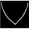 Image 2 : 14KT White Gold 11.52 ctw Tanzanite and Diamond Necklace