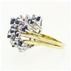 Image 6 : Vintage 18K Gold 2.20 ctw Royal Blue Sapphire Diamond Tiered Cocktail Cluster Ri