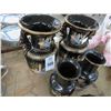Image 2 : Oriental Black Vases, Urn, Pewter Mugs, Martini Stems, Glassware