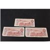 Image 5 : (3) Canadian Two Dollar Bills (1974)