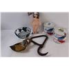 Image 3 : Lot of: (2) Daily Mail Tobacco Tins, (2) Trays, Cast Iron Hook, Doll