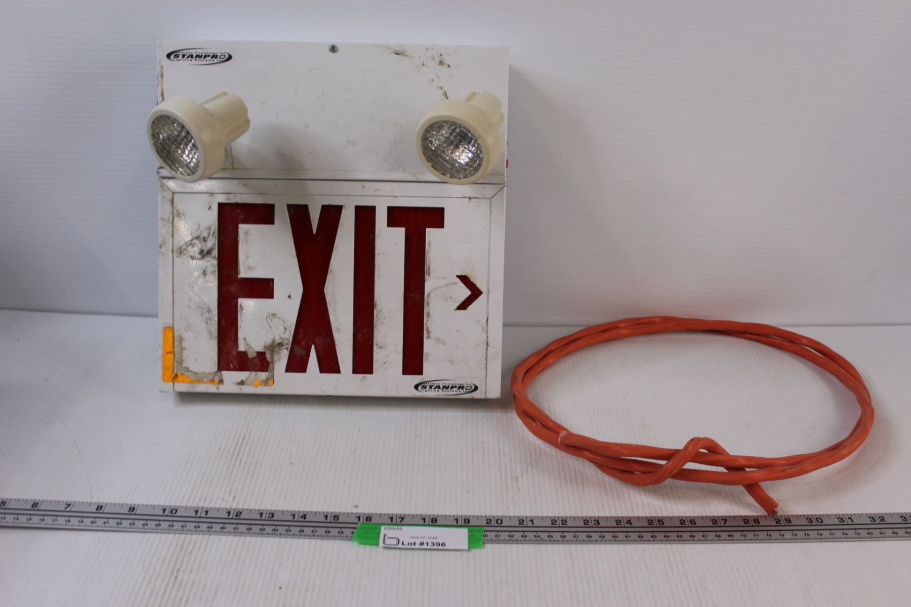 Hardwired Exit Sign & Electrical Cord - Untested