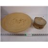 Image 1 : Round Wooden Tray and Vintage Hat Box