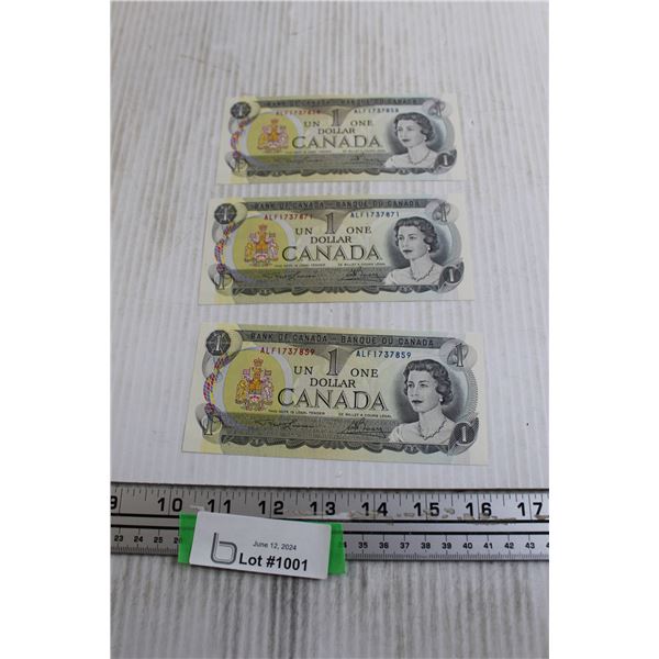 (3) Canadian 1973 $1 Bills